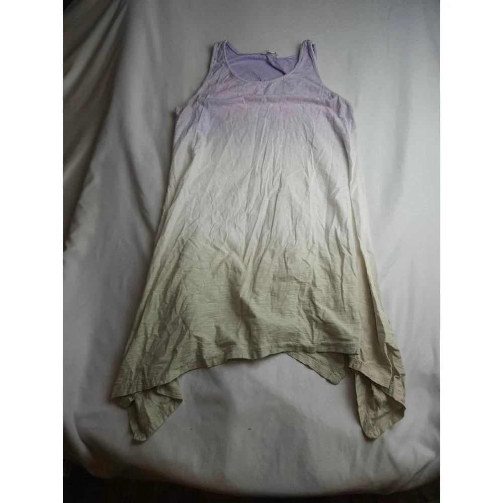 Entro Womens Dip Dye Ombre Handkerchief Hem Tank Top Purple White Green Small